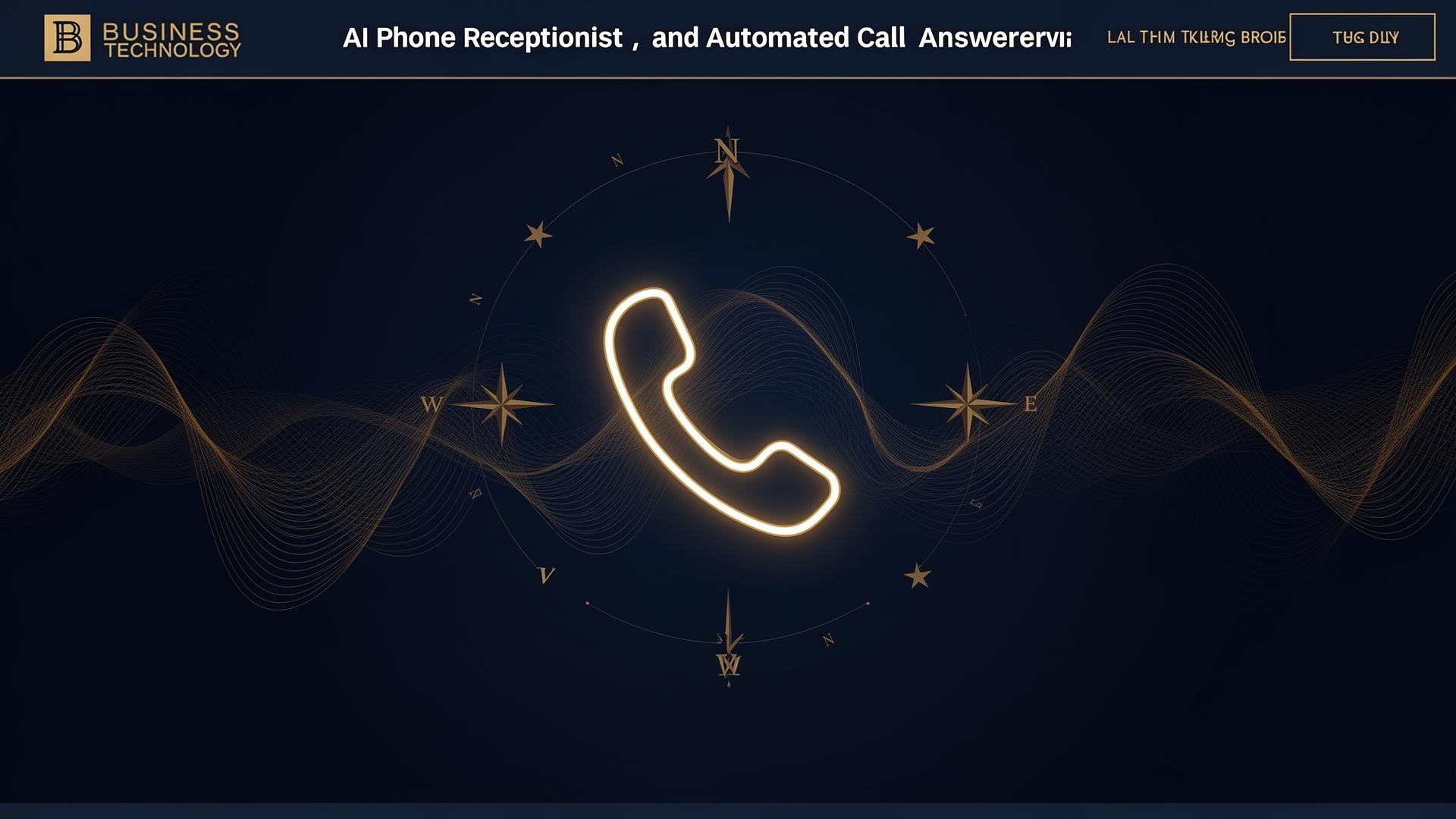 Abstract glowing phone and voice wave icon in gold on deep navy field — AI Phone Receptionist by OpenStar